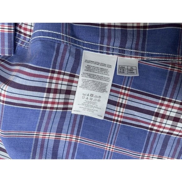 Brooks Brothers Button Down Shirt XL Regent Non Iron Supima  Plaid Blue Red - Picture 3 of 5